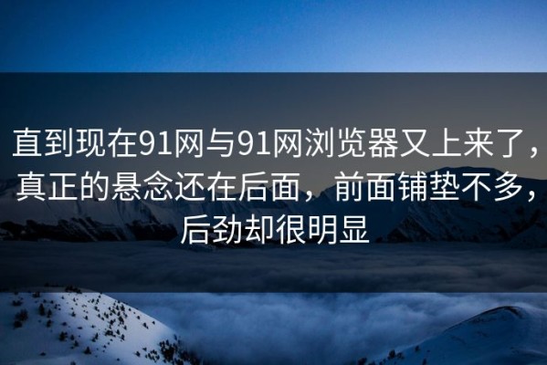 直到现在91网与91网浏览器又上来了，真正的悬念还在后面，前面铺垫不多，后劲却很明显