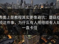 表面上是教程其实更像避坑：蘑菇视频这件事，为什么有人用得顺有人却一直卡住
