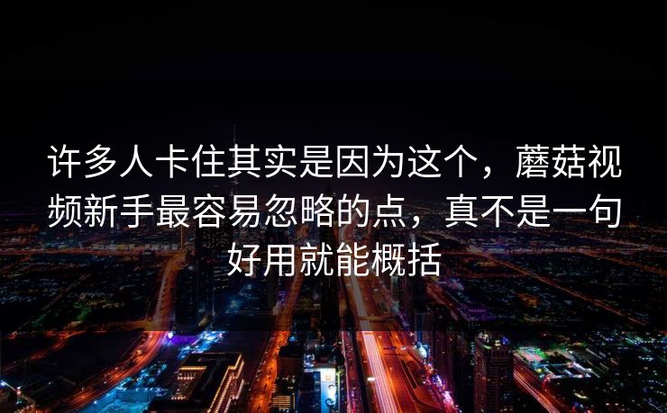 许多人卡住其实是因为这个，蘑菇视频新手最容易忽略的点，真不是一句好用就能概括